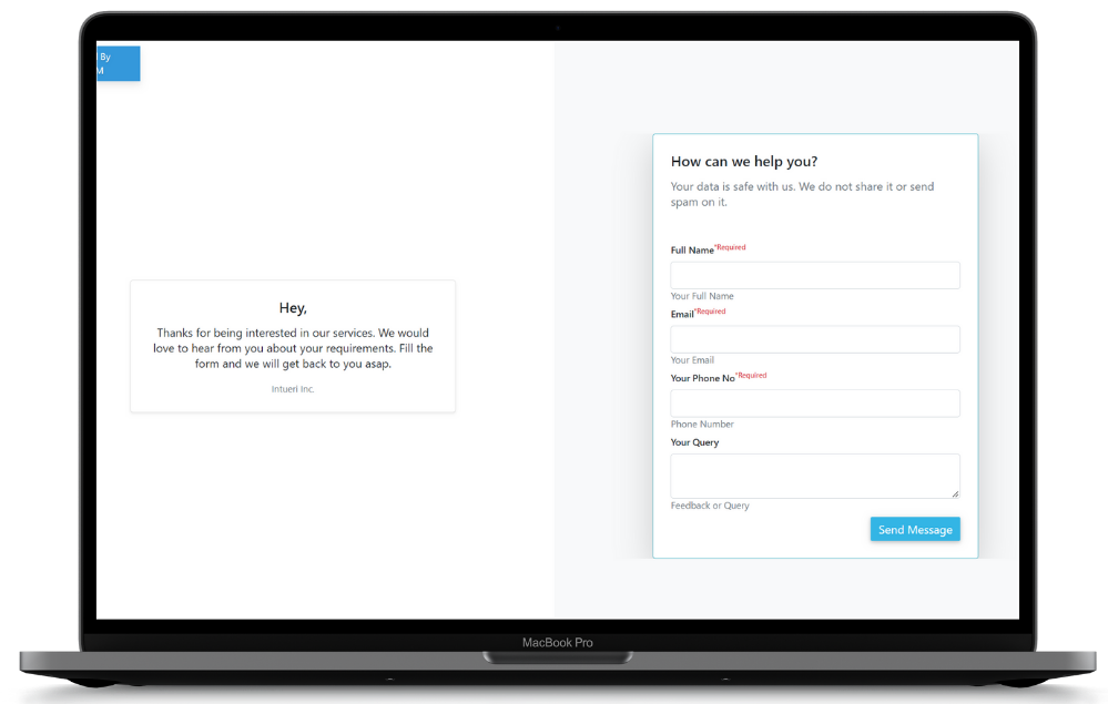 Easy to use and fully customisable contact form for lead generation